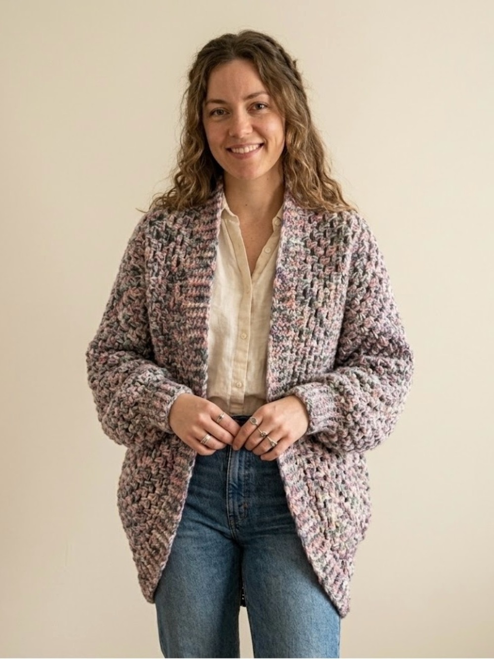 Handmade Crochet Oversized Shrug Cocoon Sweater Knit Cozy Wrap